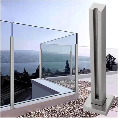 Glazen Balustrade Systeem - Glazen Hekwerk Paal - Terras Afscheiding - Roestvrij Staal 304 - 85 cm - Grijs