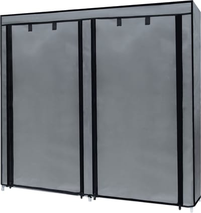 Intirilife inklapbare garderobekast 120x30x110 cm in ASH GREY - Met ritssluiting Linnenkast Schoenrek Dressoir met 12 vakken - Campinggarderobe Textielgarderobe