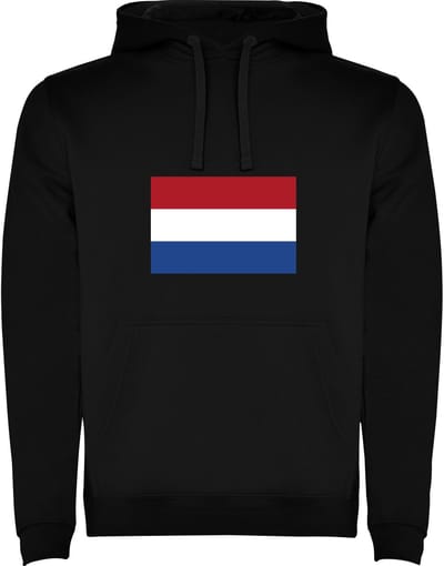 Zwarte unisex hoodie met Wereldse vlaggen het land Nederland merk Roly maat M