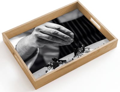 Dienblad hout 40x30 cm - Schootdienblad - Chef - Garnering - Gerecht - Borrelplank rechthoek - Plateau dienbladen