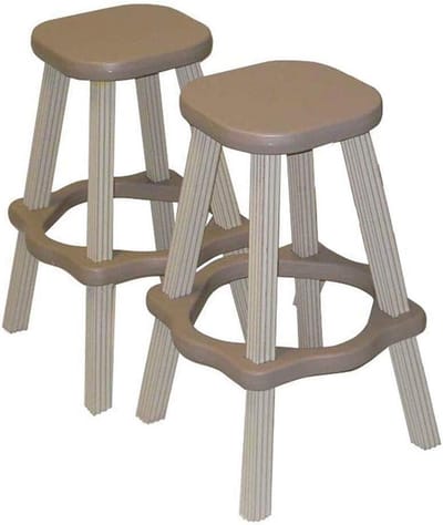 Set van 2 Barkrukken Tuin - 26 Inch Hoog - Taupe/Beige - Onderhoudsvrij Buitenmeubilair