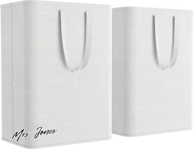 Mrs. Jones Opvouwbare wasmanden 80L - Verlengde handgrepen - Stoffen wasmand - Vuile waszak - Kinderslaapkamer - Badkamer - Wasruimte - Wit .