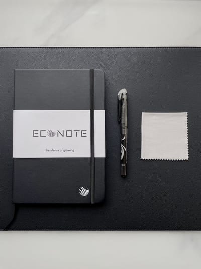 ECONOTE - Notitieboek A5 uitwisbaar met vegan lederen kaft notitieblok hardcover steenpapier