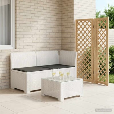 vidaXL - Twee-zits - Tuin - Sofa - met - Kussens - Rieten - Look - 2-zits - PP - Wit