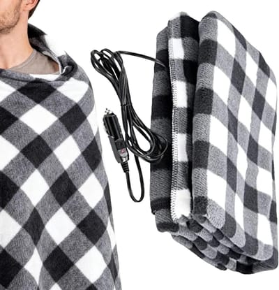 Verwarmde Autodeken - Elektrisch Reisdeken - Comfortabel Reizen - Instelbare Warmte - 148 x 108 cm - Zwart