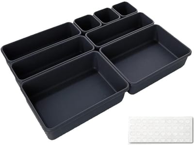 MTTproducts- Lade Organizer - Set van 8 - Plastic Lade Organizer - Organizer voor Keuken/Bureau - Antislip Siliconen Matten - Opbergdoos voor Tidy Drawers