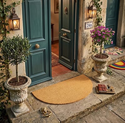 Maison Elara Voetmat Kokos Halfrond 40x70 cm - Antislip PVC - Natuurlijke Kokosvezel Vuilvangmat voor Binnen en Buiten