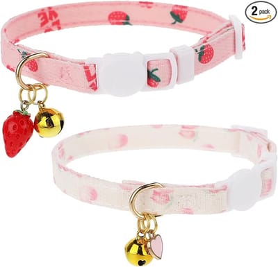 Daity Verpakking van 2 kattenhalsbanden met veiligheidssluiting - afscheurbare kattenhalsband - reflecterende kattenhalsbanden - verstelbare kattenhalsband - schattige kittenhalsband - ideaal voor katten