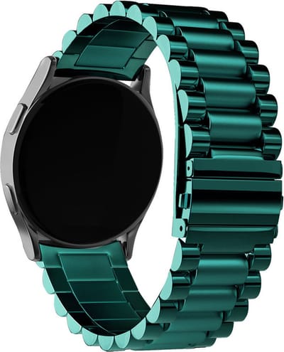 Strap-it Stalen schakel bandje 22mm - RVS bandje geschikt voor Samsung Galaxy Watch 46mm / Galaxy Watch 3 45mm / Gear S3 Classic & Frontier - Amazfit GTR 47mm / GTR 2 / GTR 3 - Pro - OnePlus Watch - groen
