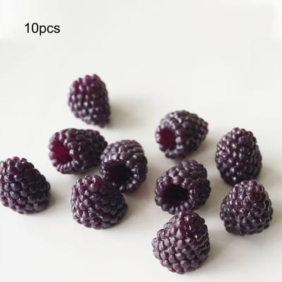 10 stuks Nep Frambozen - Kunstmatige Bessencluster Voor Doe-het-zelf Knutselen Voedsel Display Fotografie Requisieten Woondecoratie (black,10pcs)