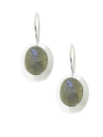 SilverGems Zilveren oorhangers met ovale Labradoriet edelstenen
