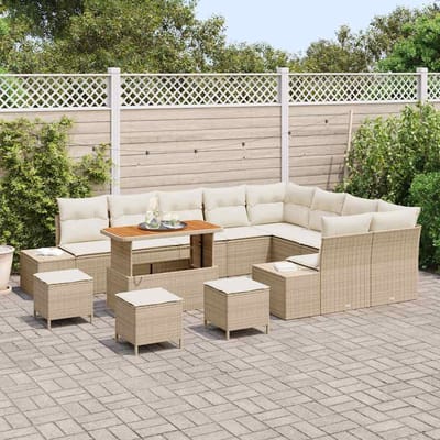 vidaXL - Tuinbank - Set - 13 - st - 12-Aantal - zitplaatsen - Beige - Poly - rattan