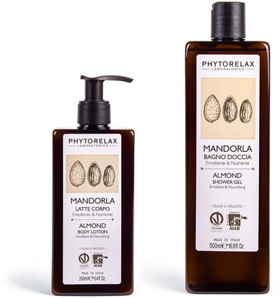 Phytorelax Amandel Verzorgingsset – Amandel Douchegel en Bodylotion met Biologische Zoete Amandelolie – Voor Droge Huid – Vegan – 750 ml