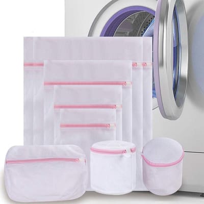 Mesh waszakken - Kleding waszakken - Kleding beschermen - Verdikte slijtvaste stof - 8 stuks - Wit