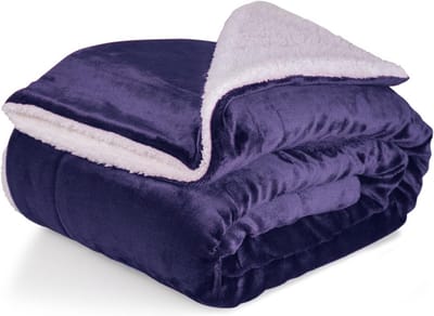 Woondeken - Knuffeldeken Sprei - Bank en Bed - Extra Dikke Sherpa - 150 x 200 cm - Donkerblauw