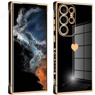 Voor Samsung Galaxy S24 S23 Ultra Plus S20 S21 S23 FE A55 A54 A35 A15 5G Hoesje Schattig Liefdespatroon Plating Siliconen Zachte Telefoonhoes For Samsung S23Ultra