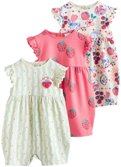 Next - Meisjes - Verpakking van 3 babyrompertjes - Rood