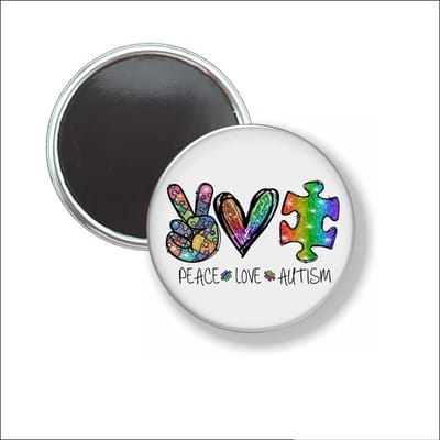 Button Met Magneet 58 MM - Peace Love Autism - NIET VOOR KLEDING