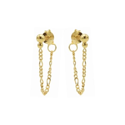 Karma chain oorbel double dots goud M2923