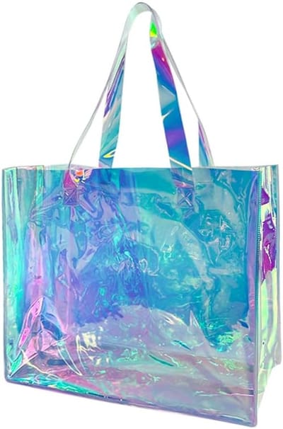 transparante draagtas van pvc, herbruikbare hologram-boodschappentas, transparante cadeauzakjes voor supermarkt, evenementen en duurzaam transport (1 stuk)