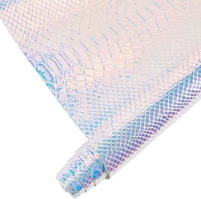 Holografische slang textuur in PU leder voor DIY ambachten, oorringen en handtassen - 135 x 30 cm synthetisch vinyl met glanzende afwerking