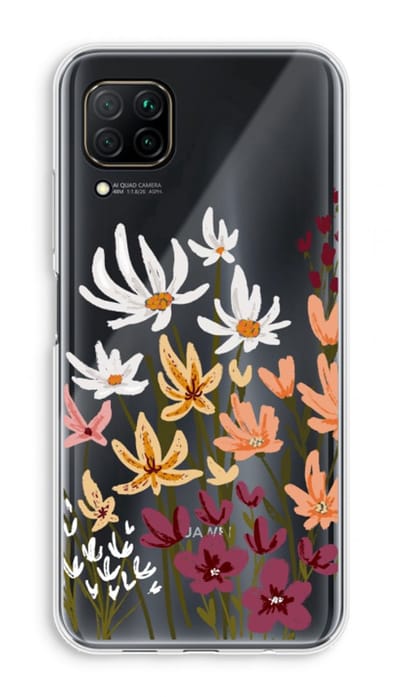 Case Company® - Hoesje geschikt voor Huawei P40 Lite hoesje - Painted wildflowers - Soft Cover Telefoonhoesje - Bescherming aan alle Kanten en Schermrand