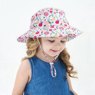 VHV - Zonnehoed kind - Kinderhoed meisjes - Verstelbare bucket hat - UPF 50+ hoed - Voor strand vakantie en buitenspelen