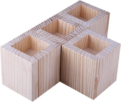Houten Meubelverhogers - Bed Lifters - Meubels Verhogen - Massief Hout Ontwerp - 8x8 cm - Houtkleur
