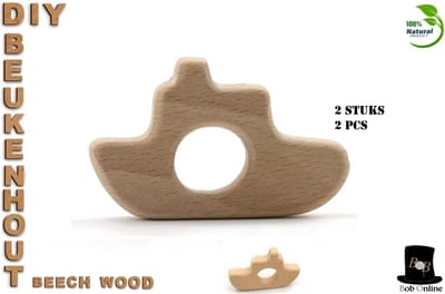 Bob Online ™ - 2 x Houten Boot - Houten Boot Hobbydecoratie Object - Beukenhout Boot - Beechwood Boat – Wooden Boat Hobby Decoration Object – Wooden Hobby – Houten Hobby – Houten Hobby Boot Vorm – Boot Houten Vorm – Maritiem Houten Vormen