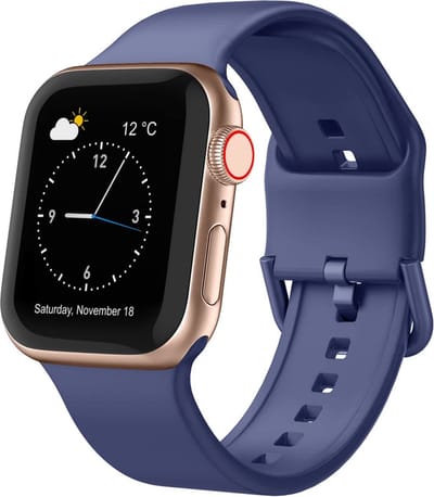 Siliconen bandje - geschikt voor Apple Watch series 1/2/3/4/5/6/7/8/9/10/11/ SE (1,2,3) / Ultra (1,2,3) met maat 44 mm / 45 mm / 46 mm / 49 mm - Blauw