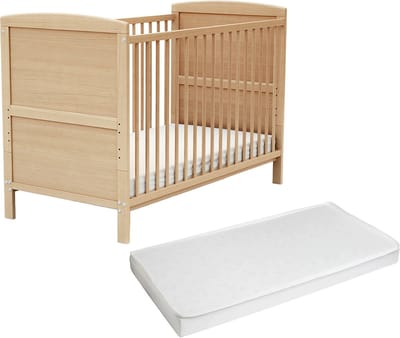 AT4 - Verstelbaar houten babybedje met LUNA matras van gelakt beukenhout