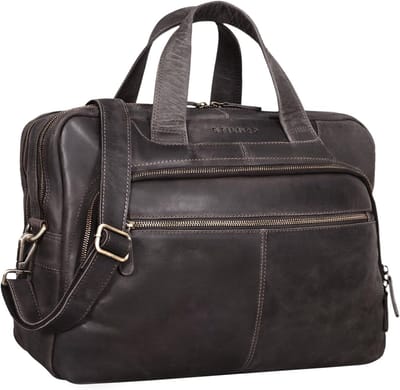Vintage Leren Schoudertas 15.6 Inch - Ruime Business Tas voor Laptop en Werk