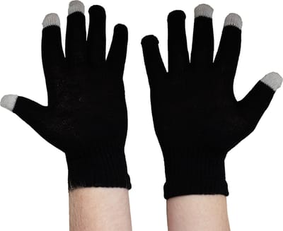 Zwart Gebreide Winter Handschoenen | Touch Tip Gloves Zwart | Touchscreen | One-size | Meerdere kleuren | Paars,Wit,Zwart | Winterhandschoenen | Unisex | Dames en Heren |