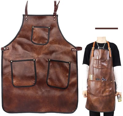 Dailygoods- Kappersschort PU-leer - Professioneel schort - Verstelbare bandjes - Hittebestendig - Morsbestendig - Twee zakken - Werkschort
