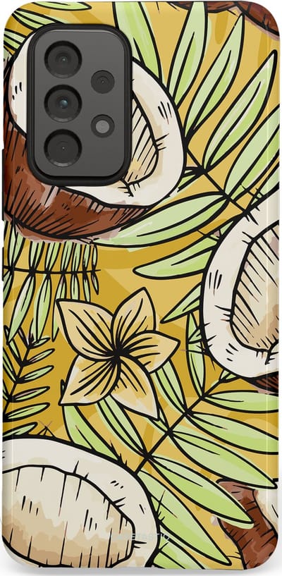 Casetastic Hoesje Geschikt voor Samsung A53 - Stijlvolle Beschermende Duo-layer Case - Zonnige Kokos Stijl