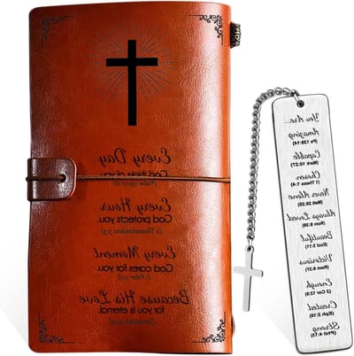 Bijbel Journal Notitieboek en Inspirerende Boekenlegger voor Vrouwen en Mannen, Perfecte Geschenken voor Pasen, Doop en Religieuze Gelegenheden