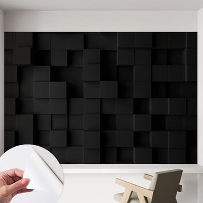 Coloray Zelfklevend Behang - Driedimensionale kubussen Stickerbehang op rol - 152x104 cm - Zwart Zelfklevend Behang - Voor op kantoor, voor de woonkamer, voor de slaapkamer - Plakklare achterzijde - Zelfklevend fotobehang