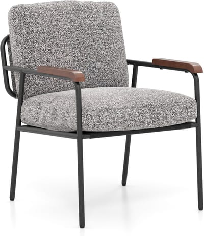 COSTWAY Gestoffeerde stoel, woonkamerstoel met rugkussens en armleuningen van massief hout, metalen frame, tot 150 kg, accentstoel, relaxstoel, leesstoel, voor woonkamer, slaapkamer, 60,5 x 71 x 86 cm