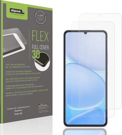 dipos FLEX – 2x Matte Screenprotector geschikt voor Realme Note 80 | Volledige Schermbescherming | Case-Friendly