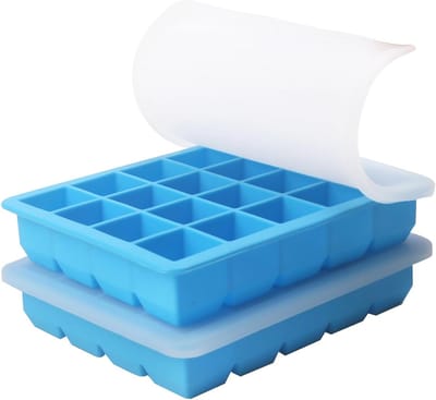 Thijox - 2er Pack Siliconen IJsblokjesvorm met Deksel, 20 Vakken, 15ml Porties, Flexibel Invriesbakje voor Babyvoeding en IJsblokjes, Vriescontainers