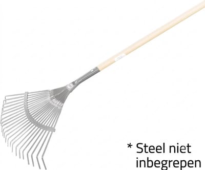 Livatto Tuinbezem Hark – 22 metalen tanden, verstelbare messen, 400 mm – voor bladeren en gras – groen, zonder steel