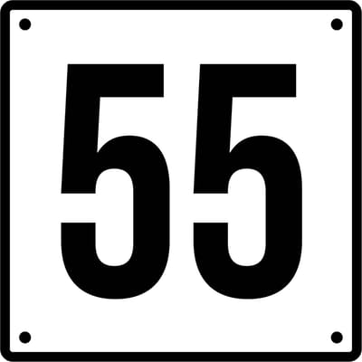 Huisnummerbord 55 - Incl. Schroeven en Pluggen – Acrylaat - 10 x 10 cm - Wit met Zwart