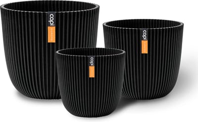 Capi Europe - Cadeauset Pot bol Groove 'made with' textiel zwart - Textiel zwart - Bloempotten voor binnen en buiten - Capi ‘Made with’ - Gemaakt van gerecycled materiaal - Levenslang garantie - Cadeauset