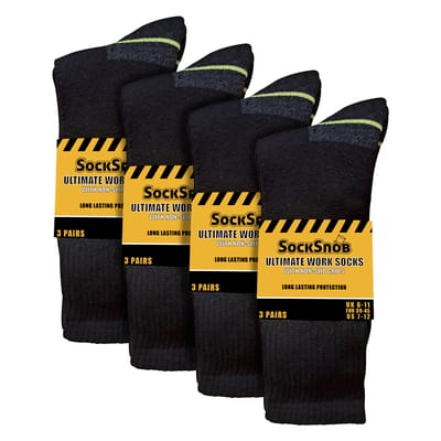 12 Paar Heren Antislip Grip Werk Sokken | Ademend Duurzame Boot Sokken met Grip