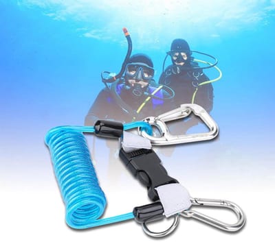 Onderwater Camera Spiraalkabel - Duik Accessoire Lanyard - Veilig Onderwater Materiaal - Roestvrijstalen Clips - 16.2 x 7 cm - Blauw