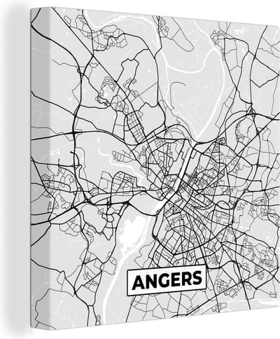 Canvas Schilderij Frankrijk - Plattegrond - Kaart - Angers - Stadskaart - 20x20 cm - Wanddecoratie