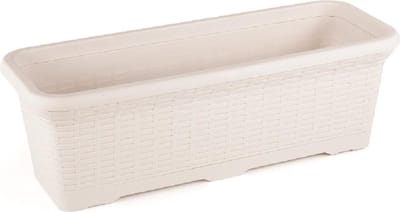 1+1 Rieten bloembak 12L wit kunststof 54x20x18 met drainage bloempotten kruidenbak rechthoek