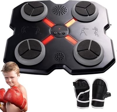 Boksmachine - Fitnessapparaat Wandbokszak - Thuis Sporten - Interactieve Muziek LED - 28 x 28 cm - Zwart