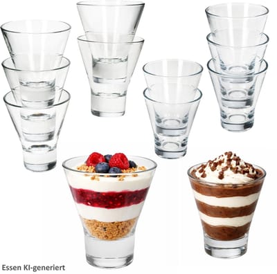 12-delige set YPSI dessertglazen klein & groot van glas - 6x 11352 & 6x 76574