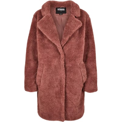 Urban Classics Jas Oversized Sherpa Coat Tb3058 Dark Rose Dames Maat - M
